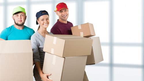 Removal van and packing boxes for a UK moving service