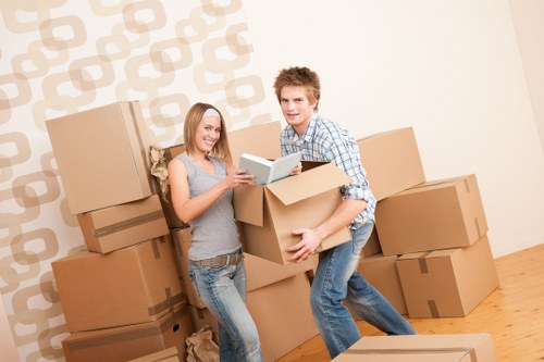 A moving van ready for house removals in Colliers Wood near local streets
